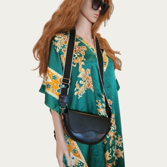 Structured FAUX Black Leather Crossbody Bag, EUC - Picture 6 of 15